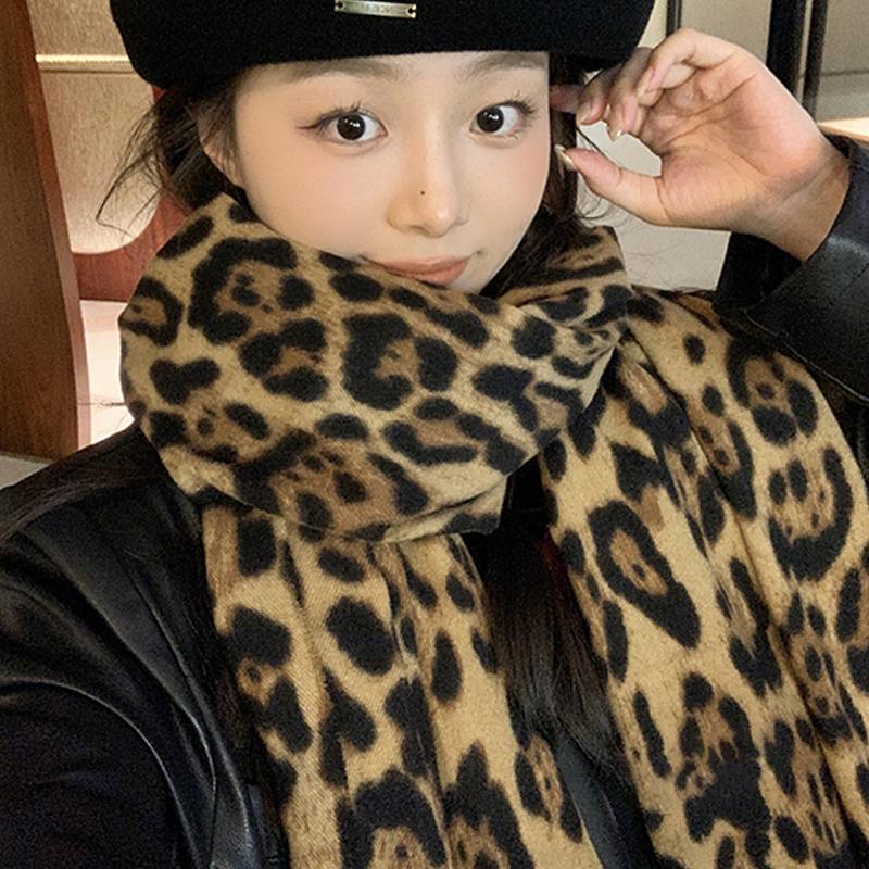 Autumn Winter Retro Leopard Print Tassel Scarf Women'S Fashion All-Match Scarf Shawl