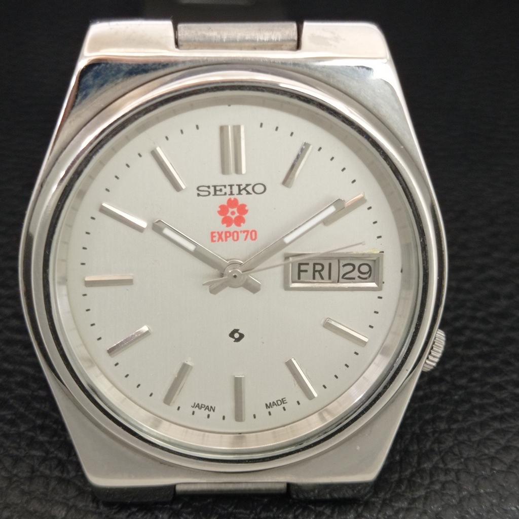 GENUINE VINTAGE SEIKO EXPO 70 AUTOMATIC JAPAN MENS SILVER DIAL WATCH a708790-1