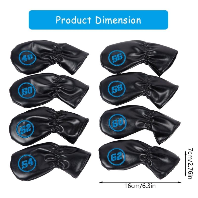 8Pcs Golfs Iron Head Cover Thick PU Leather Embroidered Number Golfs Head Cover Replacement Headcover Protective Cover