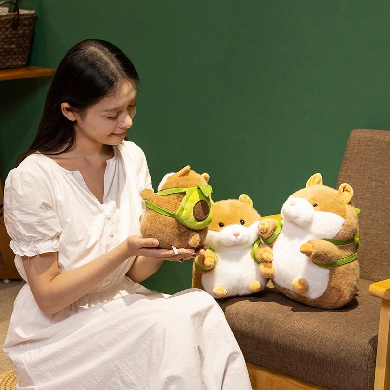 Cartoon Hamster With Avocado Stuffed Toy Kawaii Soft Animal Mouse Plush Pillow Baby Kids Sheep Appease Doll Birthday Gift