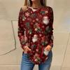 Tee Shirts For Women Casual Round Neck Long Sleeve Shirts Christmas Printing Top Pullover