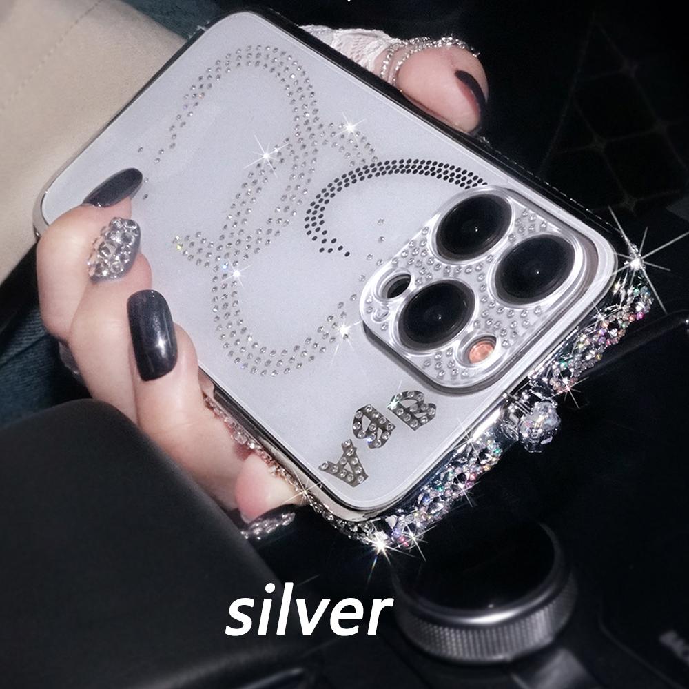 Colorful Diamond Border with Acrylic Material Lens Film Phone Case for iPhone 15 14 Plus 13 12 11 Pro Max XSMax 8 7 Plus Protective Cover