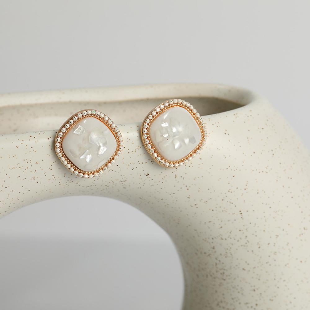 Fashion Korean Jewelry Bling Vintage New Square Shell Geometric Stud Earrings