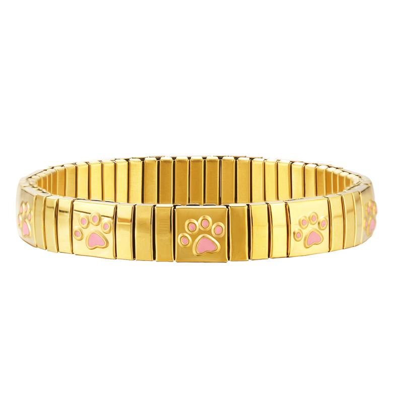Mode Katzenpfote Hund Kirsche Italienische Charms Armband Edelstahl Elastisch Klobig Punk Armreif Herren Damen DIY Schmuckherstellung Geschenke