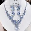 Luxury Butterfly Pendant Jewelry Set Earring Pink Necklace For Women Bridal Wedding Exquisite Fashion Zircon Party Banquet Gift