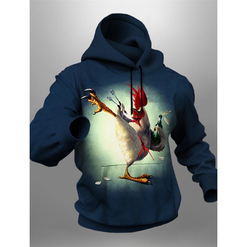 Графический Петух Мужская мода 3D принт толстовка с капюшоном спортивные толстовки — фото 4