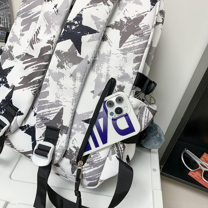 Star Graffiti Print Student Schoolbag Unisex Backpack