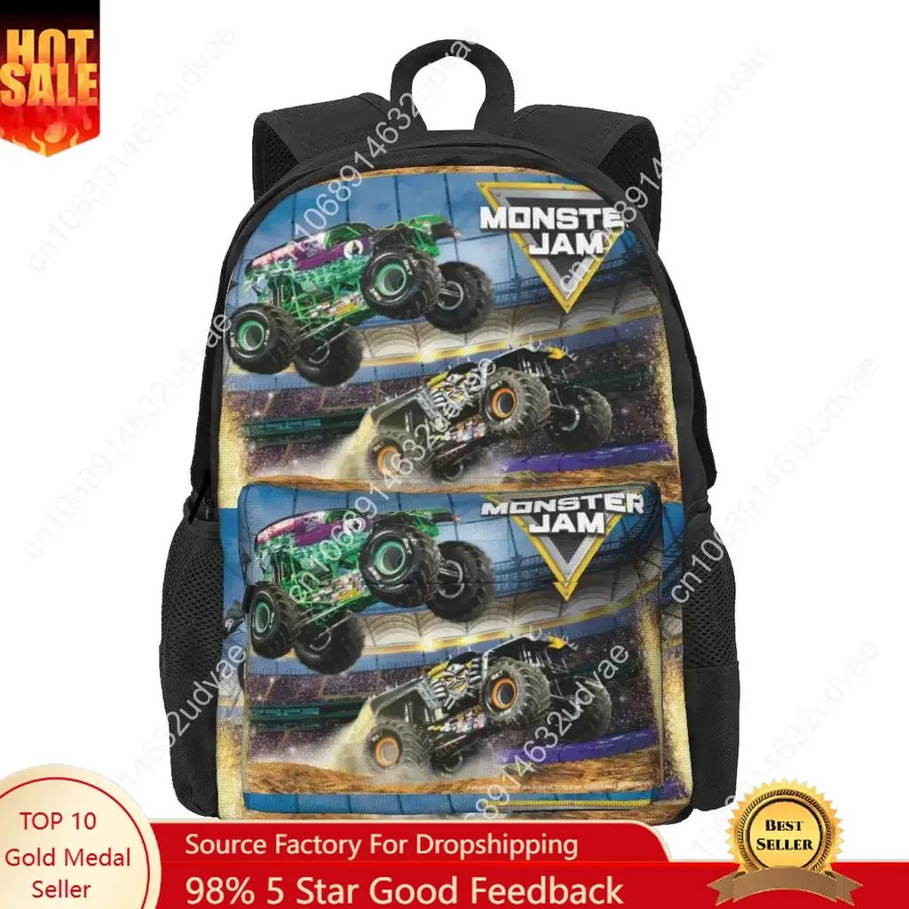 Classic Monster Jam Pattern Backpacks Bookbag School Bags Cartoon Rucksack Travel Rucksack Shoulder Bag
