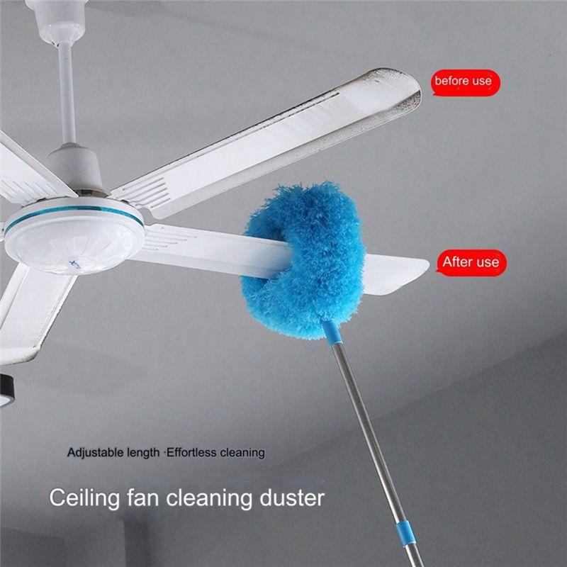 A84X-Retractable Duster Stainless Steel Long Handle Dusting Brush Car Household Cleaning Tools Durable Easy Install Gray