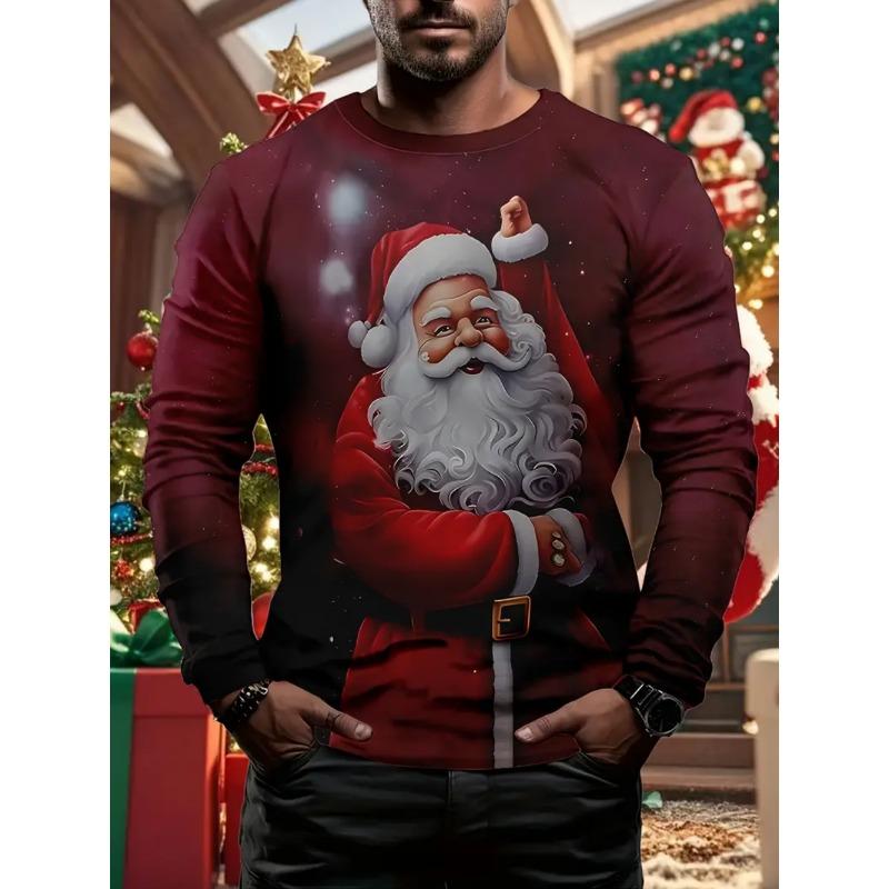 Christmas Men's T-Shirts Fashion 3D Print Long Sleeve T-Shirt Round Neck Y2k Clothes Man Autumn Fashion Loose Men's Casual Tops