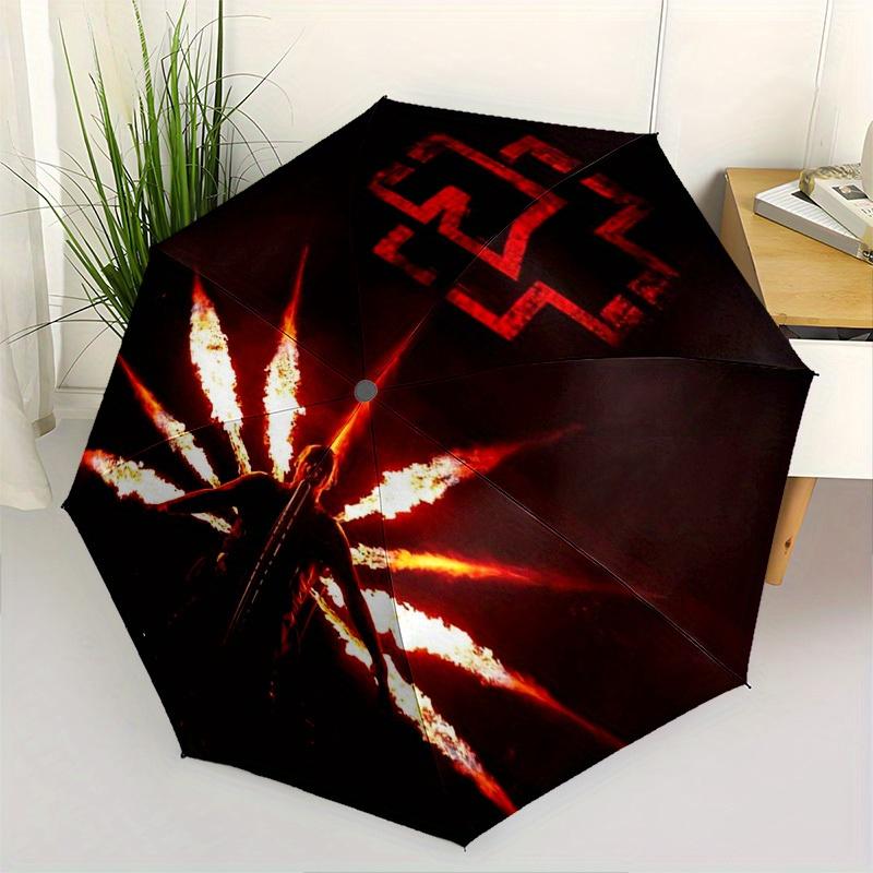 1pc Rammstein Flames Performance Themed High-quality Umbrella,Automatic Opening and Closing Umbrella,Multi-functional Umbrella G0811020