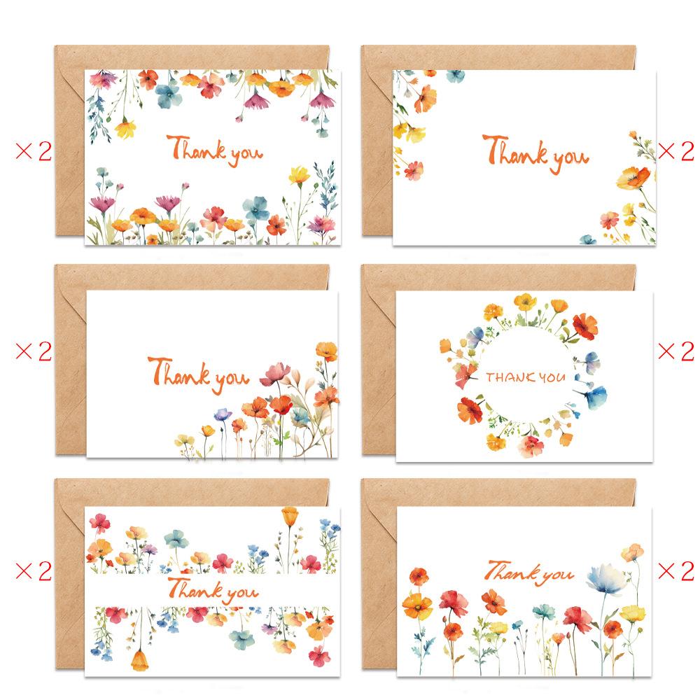 12 шт. Богемная открытка с полевыми цветами с конвертом - Цветочная благодарственная открытка на свадьбу, день рождения, пустая открытка