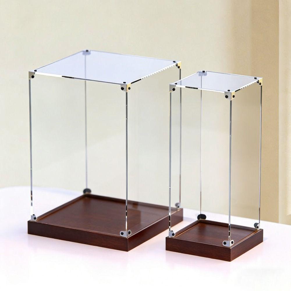 Transparent Acrylic Acrylic Display Case No-glue Assembly Stackable Design Model Display Case Wooden Bottom Showcase Storage Box