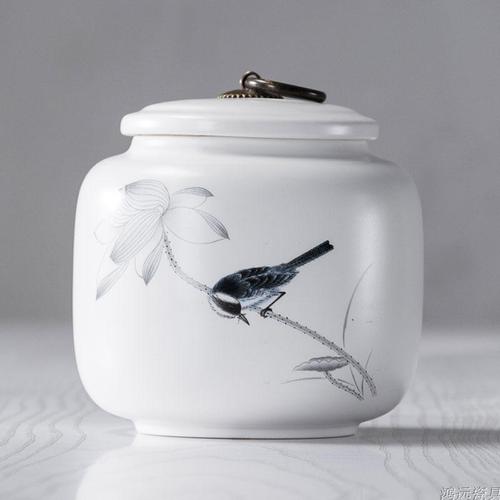 Creative Ink Painting Ceramic Storage Jar with Lid Sealed Tea Tin Candy Coffee Food Jar Storage Container Home Decoration Modern
