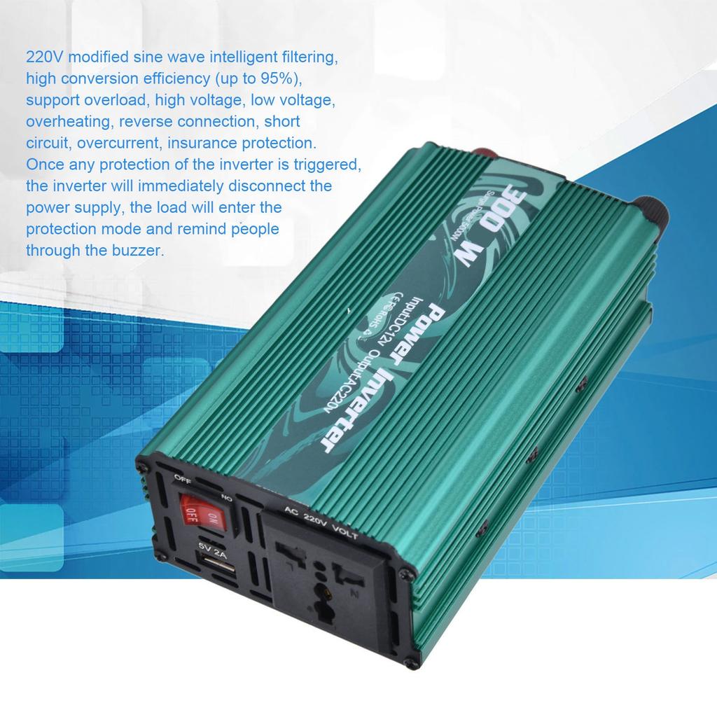 300W Inverter Safe Modified Sine Intelligent Power Converter for Refrigerator Induction Cooker 12V To AC220V