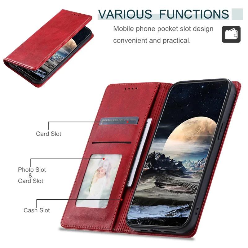Magnetyczne Etui Skórzane z Klapką Dla OPPO A57S A78 A58 A57 A77 A74 A54 5G A53 A16 A15S A17 A96 A76 A36 A55 A52 A92 A8 Etui Książkowe na Telefon