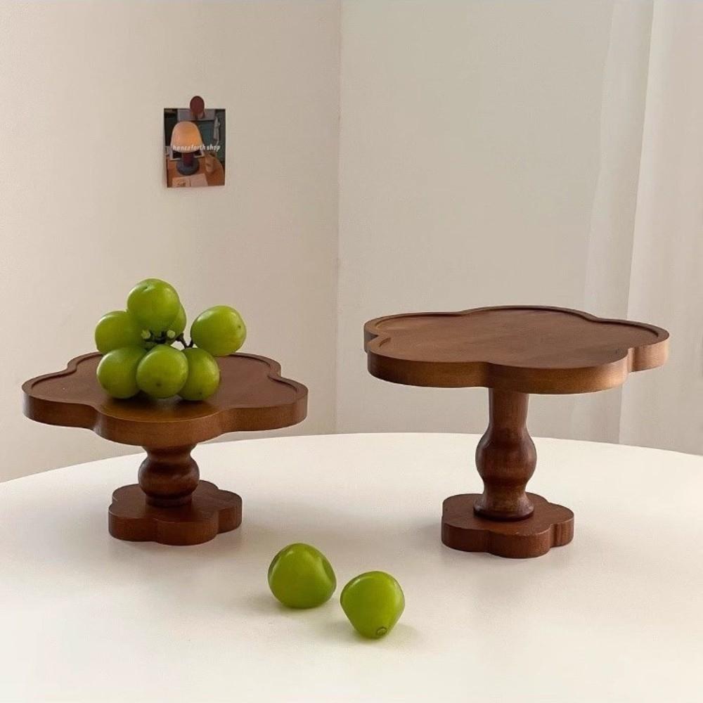 Neues Holz-Vintagetablett Blumenform Handgefertigtes Aufbewahrungstablett Elegantes Dekoratives Ornament Hohes Tablett Wohnkultur
