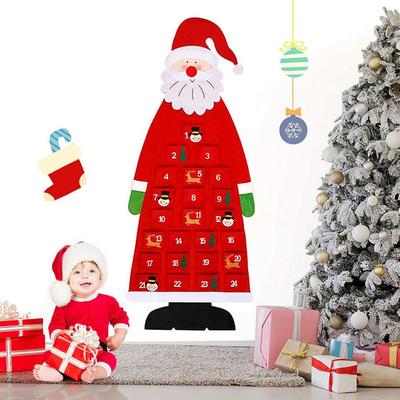 Kids Craft Christmas Advent Calendar Felt Wall Hanging with Pockets Santa Advent Calendar 24 Days Kids Toys Gift for Home Decor