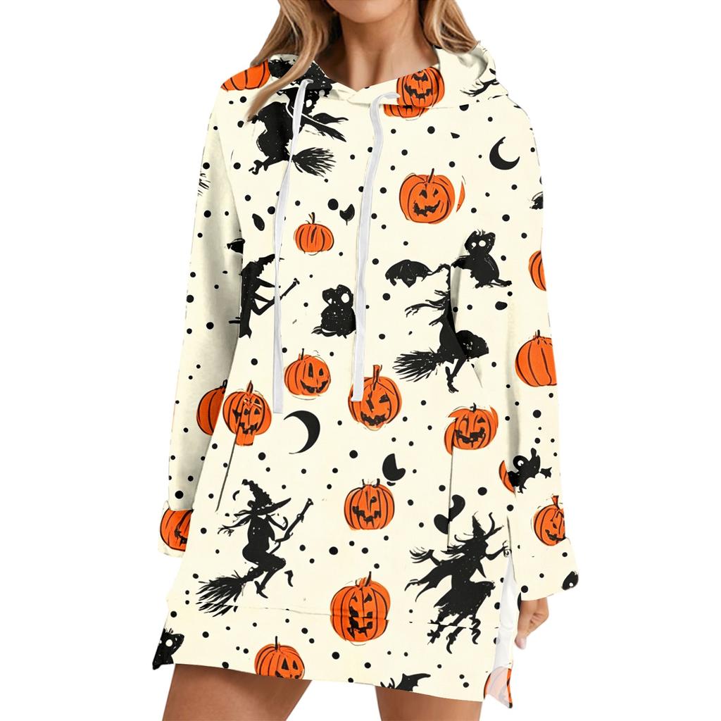 Women's Casual Long Sleeve Halloween Print Hoodie Pullover Top