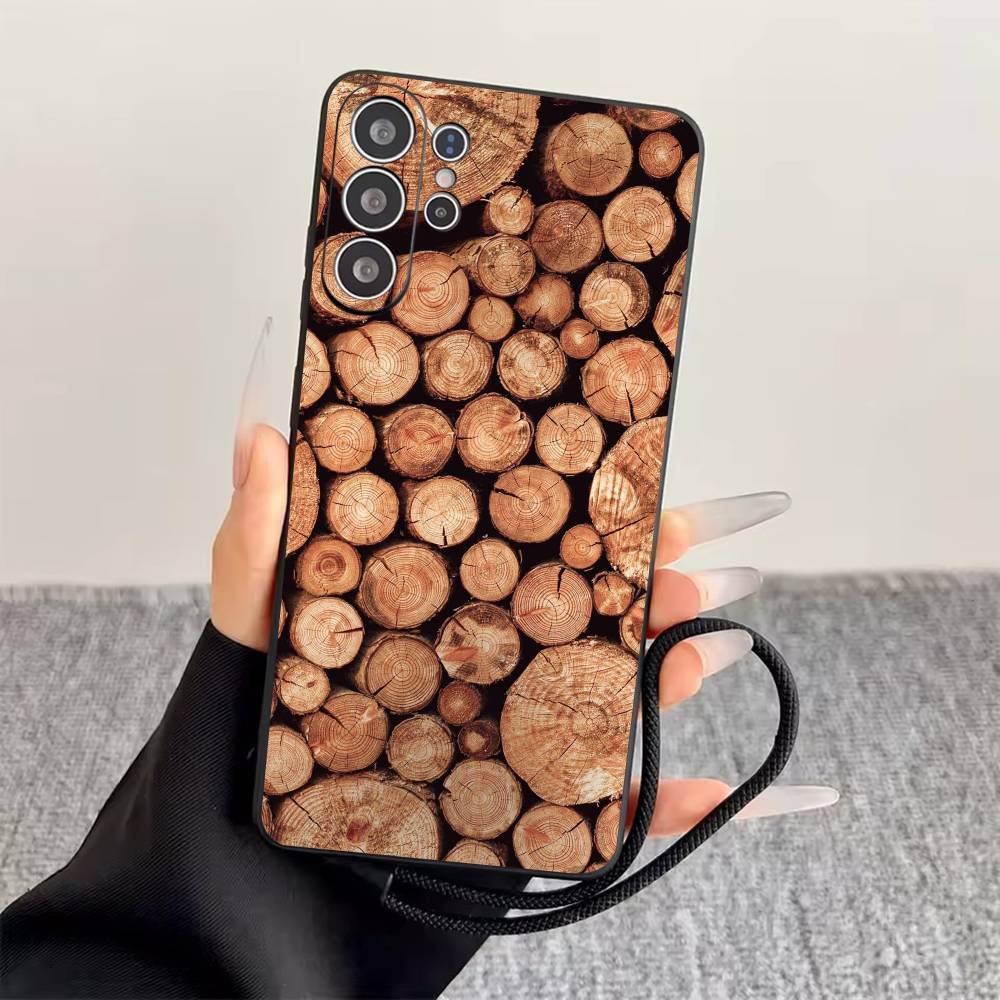 

N-Natural Wood Texture Phone Case For Samsung S25,S24,S21,S22,S23,S30,Ultra,S20,Plus,Fe,Lite,Note,10,Black Cover Samsung S22plus5G