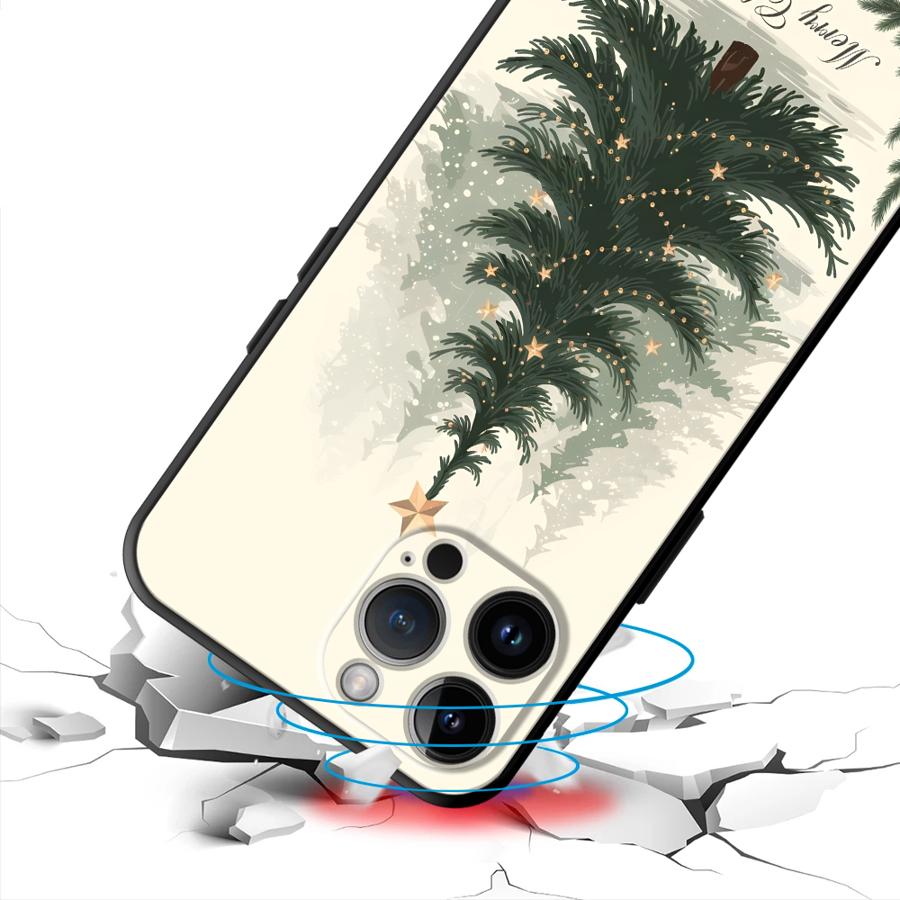 Warm Christmas Style Gift Tree Art Print Phone Case for iPhone 17 16 15 14 13 12 11 Series Pro Max Plus Double Layer Protection