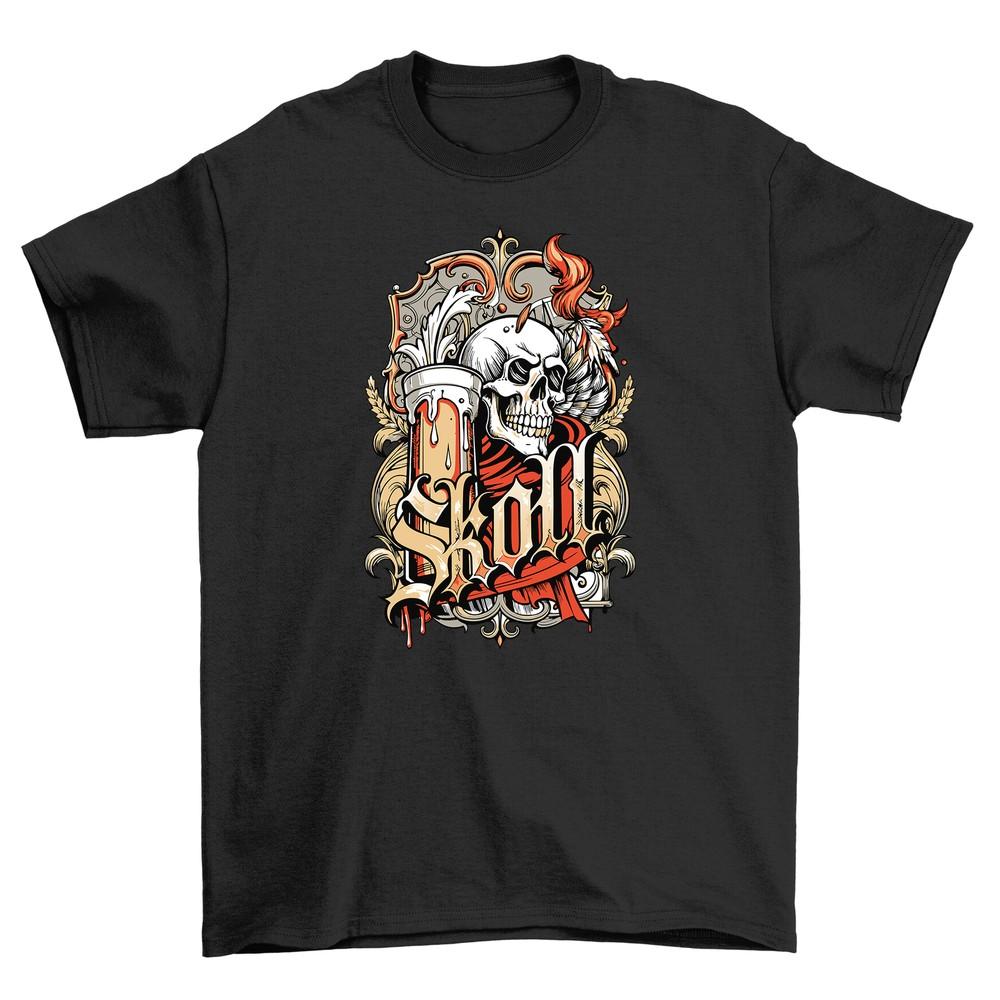 Gothic_38 Skull T-shirt - Dark and Daring! Unisex Funny Tee, Printed Design. Emb