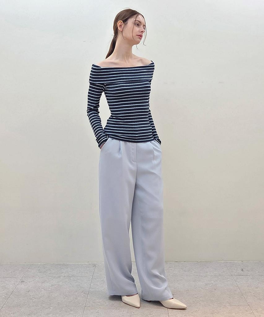 YUJEEOT Light Blue Single-Pleat Wide Pants