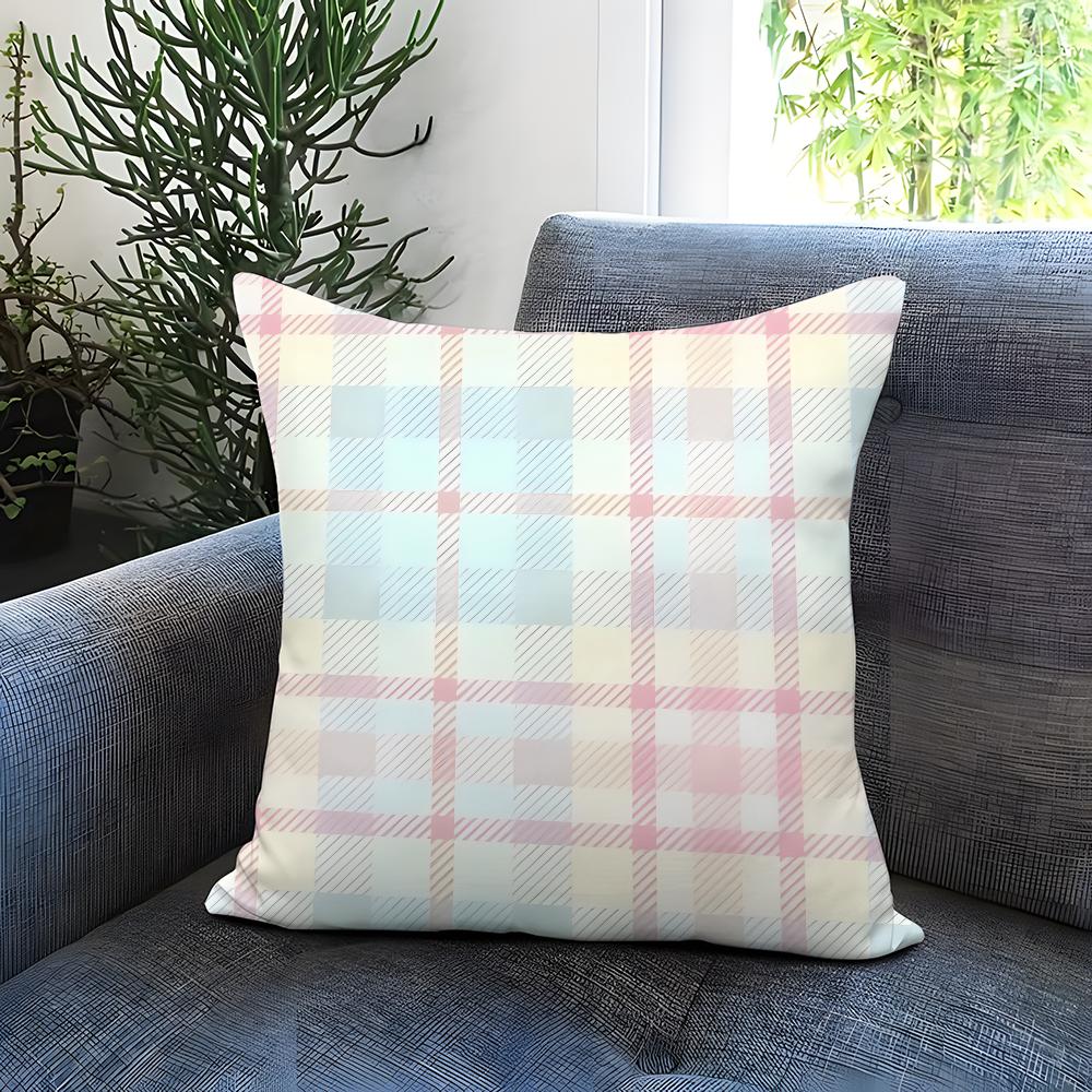 Simple Checkered Pattern Cushion Cover Comfortable Reversible Pillow Cover Ideal For Car Sofa Bedroom & Beyond