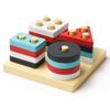 Montessori Wooden Four-Column Shape and Color Recognition Toy for Toddlers