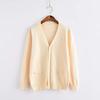 Japanese Style V-Neck Long Sleeve Knit Cardigan - Solid Color Academy Uniform