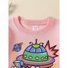 Felpa da Bambino Girocollo | Astronave Colorata Nuvole Pianeta, Lavabile in Lavatrice, Primavera e Autunno, Abbigliamento Sportivo e Casual
