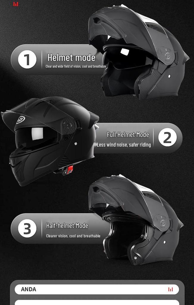 DOT Certified Unisex Flip-up Motorcycle Helmet: Stylish, All-Season Safety Taillight Design