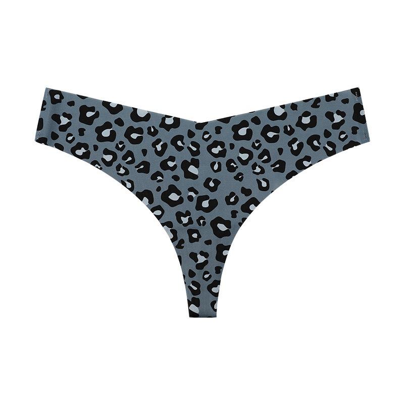 Sexy Leopard Seamless Underwear Women's Ice Silk Breathable Sports Pure Cotton Crotch Antibacterial Women's Thong Panties