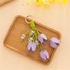 Artistic Tulips Themed Key Accessory Crafted From Leather With Elegant Bead Embellishment