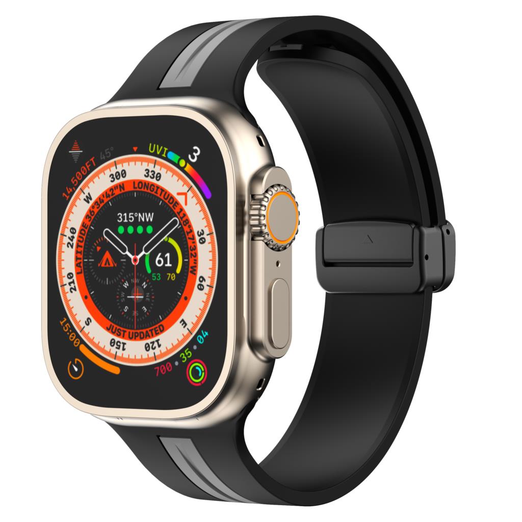 Magnetic buckle Strap For Apple Watch Ultra 2 band 49mm 44mm 40mm 45mm 41mm 38mm Silicone Bracelet iWatch series 7 3 6 5 se 8 9