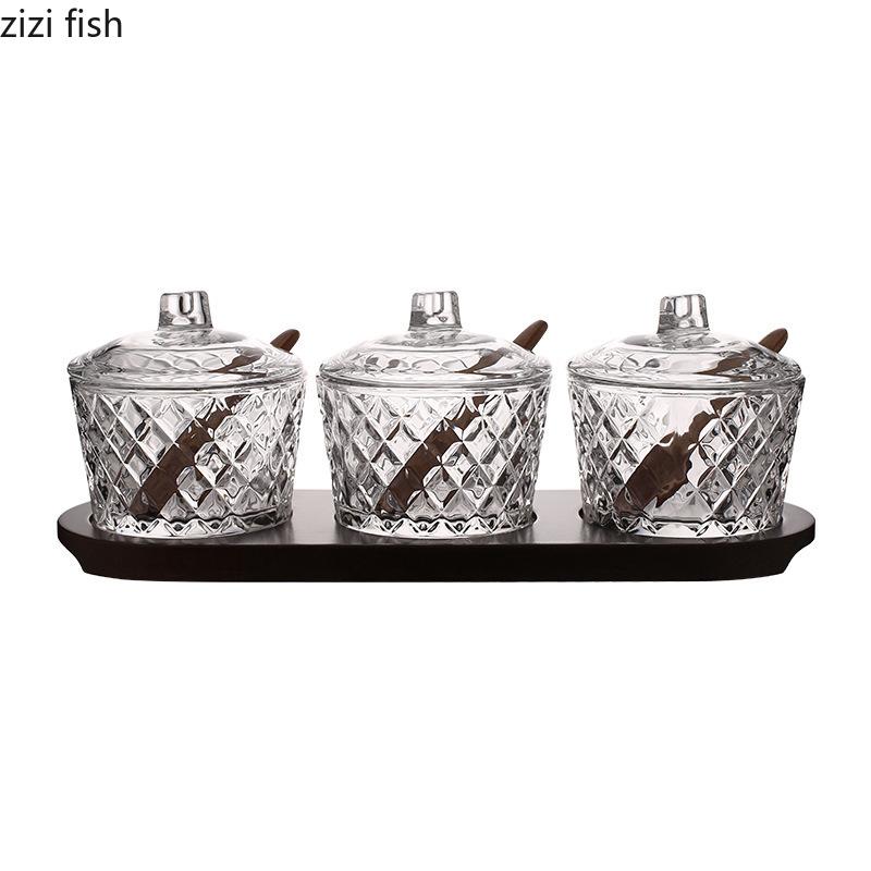 Glass Spice Jar with Lid Seasoning Jar Set Moisture Proof Salt Tank Spice Box Condiment Bottle Spices Container Seasoning Bottle