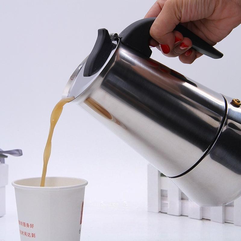 100ml-450m Stainless Steel Espresso Coffee Pots Stovetop Coffee Moka Pot Percolator Coffee Maker Pot Suitable for Home Office