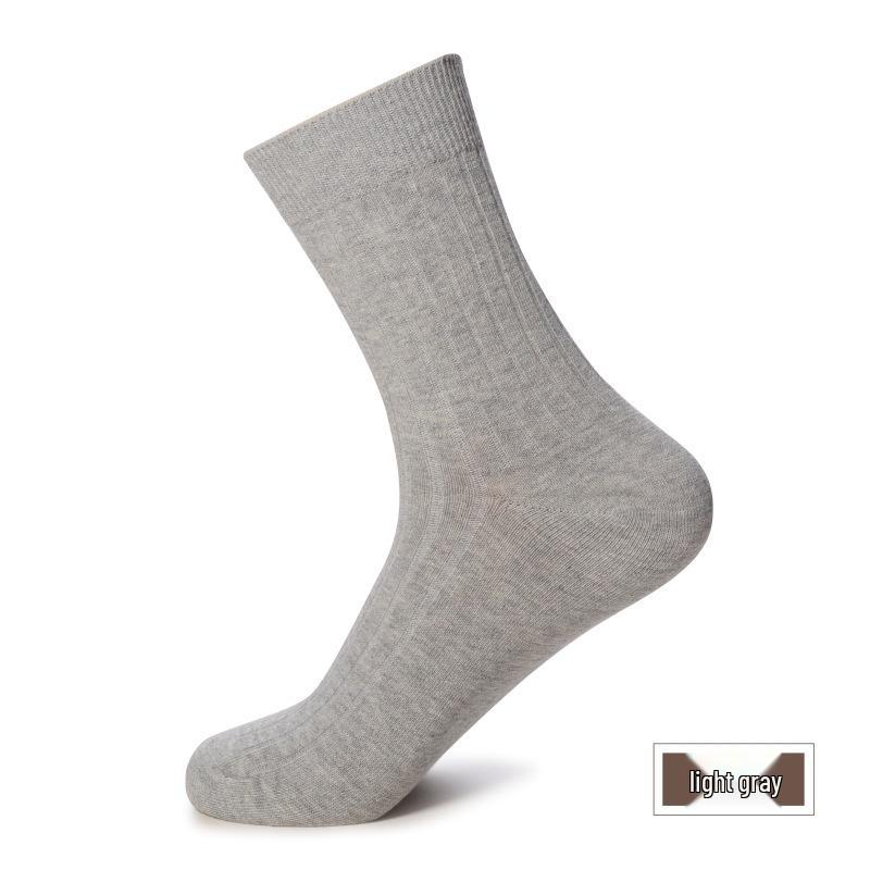 Men's Mid-Calf All-Cotton Business Socks - Thick, Odor-Resistant for Autumn/Winter