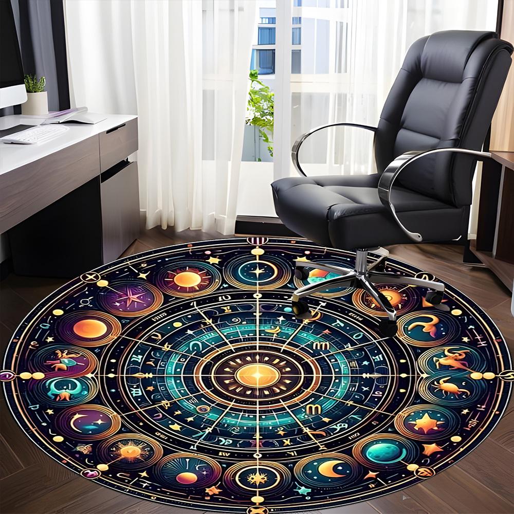 1pc Astrology Wheel Chair Carpet for Office, Soft Comfortable Mat For Office, Living Room, Bedroom, Machine Washable Carpet yy251112038