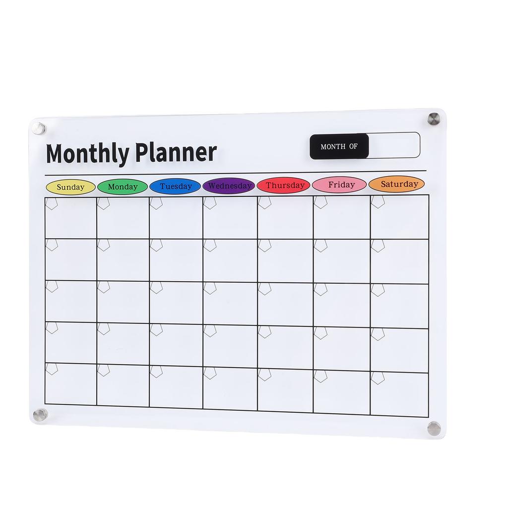 Dry Erase Calendar Transparent Acrylic Magnetic Monthly Planning Board for Fridge Kitchen