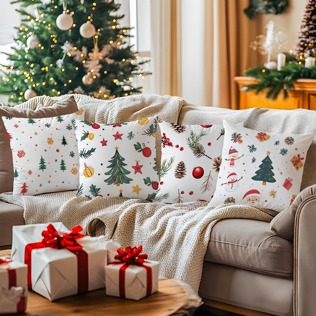 45X45Cm Cartoon Christmas Elements Pillowcase Bedroom Cushion Cover 100% Polyester Living Room Cushion Pillowcase Home Decor