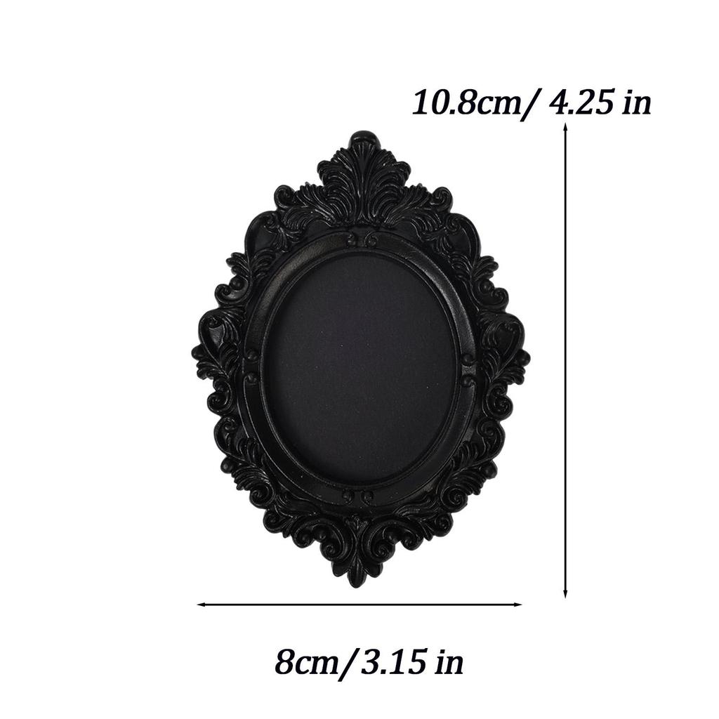 Mini Photo Frame Black Carved Resin Ornate Picture Frame Multi‑Shape Wall Mount Desktop Frame DIY Home Art Decoration Ornament
