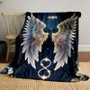 "Celestial Angel Wings and Halo Design" Patterned Blanket, Flannel, Suitable for All Seasons, Home Decor, Warm and Cozy