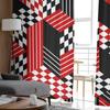 Red Black Geometric Abstrac Middle Ages Voile Sheer Curtains Living Room Window Tulle Curtain Kitchen Bedroom Drapes Home Decor