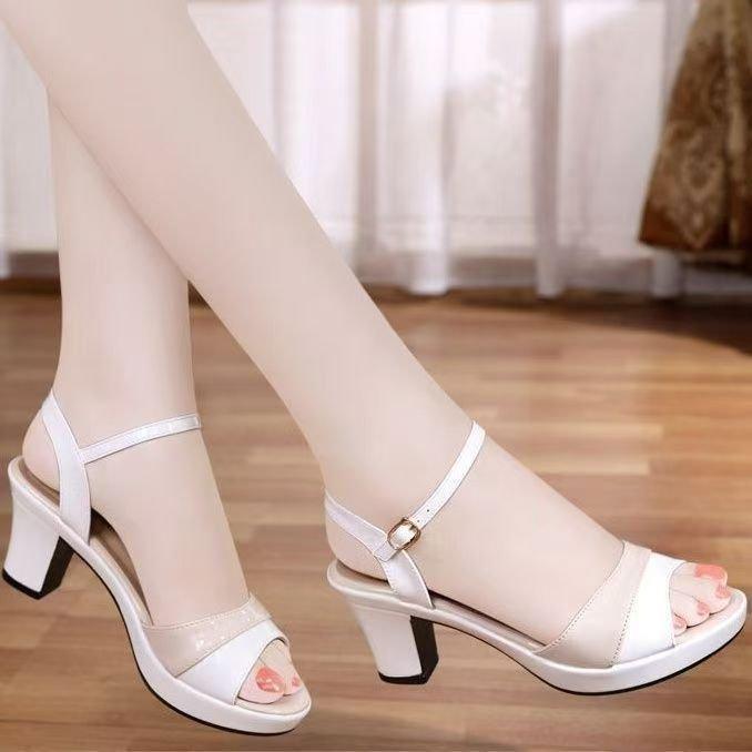 Women's Fashion Sandals 2025 New Open Toed High Heels Women's Casual Spring and Summer One Button Strap Sandals Zapatos De Mujer
