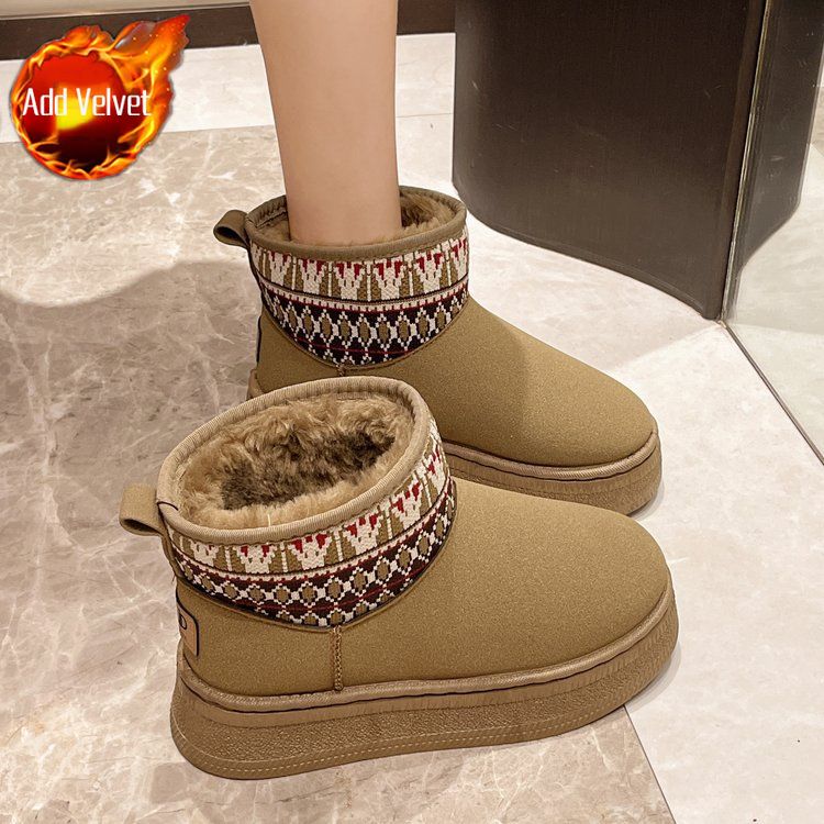 Fashion Winter Chunky Snow Boots for Women Plush Woman Shoes Round Toe Booties On Promotion Large Size Warm Chic and Elegant Footwear