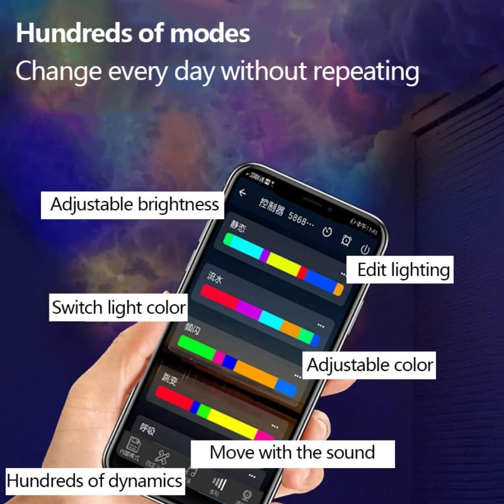 3D Thunder Cloud LED Light Kit, DIY Creative Thunder Cloud Lamp Wall with Remote Control, Colorful Atmosphere Night Light(5m)