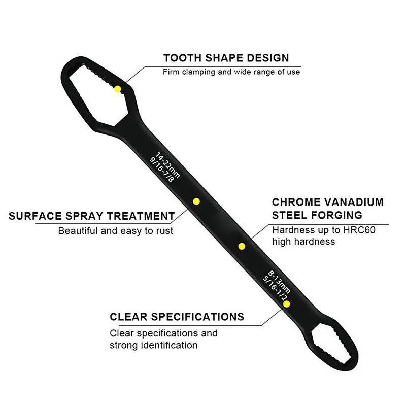 3-24mm Universal Torx Wrench Self-tightening Adjustable Glasses Wrench Board Double-head Torx Spanner Hand Tools for Factory