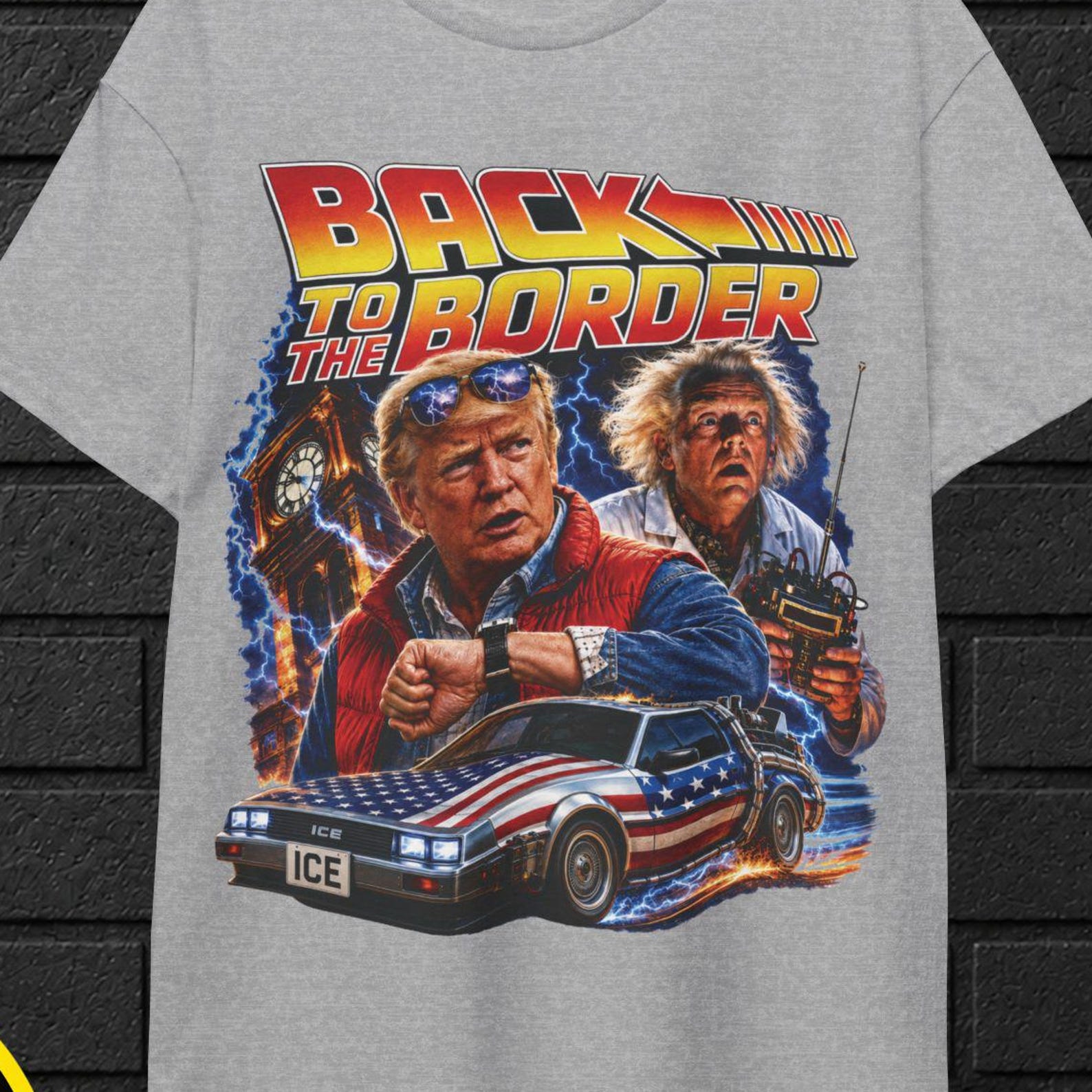 Back to the Border Trump Shirt,Funny Political Meme Tee,Absurd Parody T-Shirt,Hilarious Gift for Men,Retro Tee 2XL