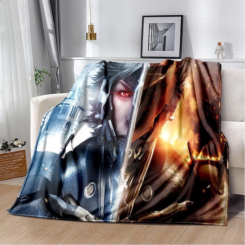 HD Metal Gear Solid Spel Gamer Tecknad 3D Filt, Mjuk Pläd för Hem Sovrum Säng Soffa Picknick Resa Täckfilt Barn